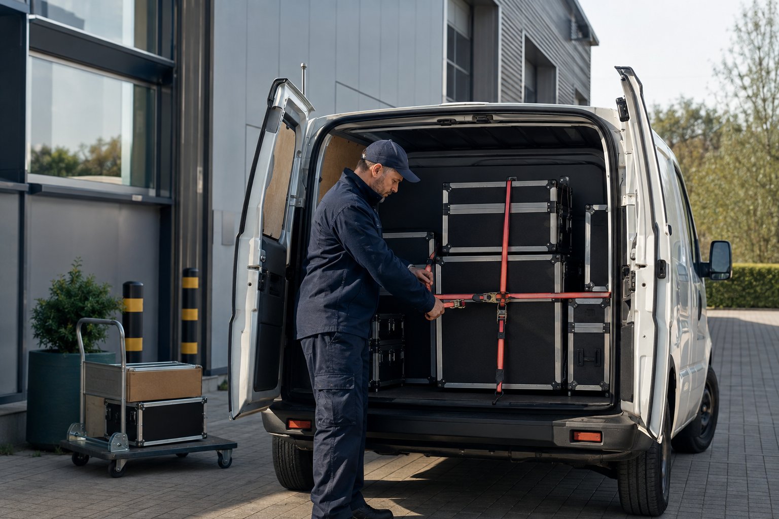 Sicher verstaute Ausrüstung für Transport und Vor-Ort-Service